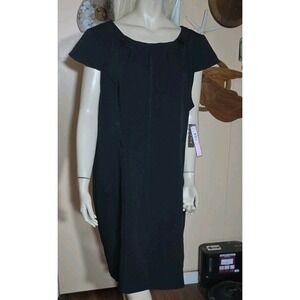 Voir Black Sheath Dress Size 18 Stretch Cap sleeve Career NWT No Belt